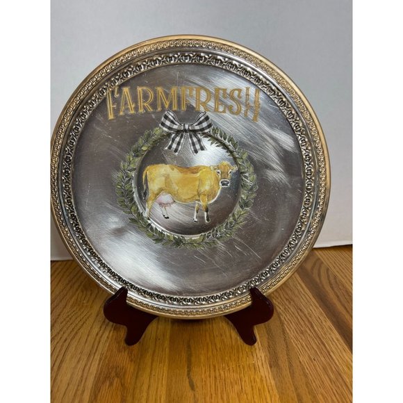 A Flipped Silver-Plated, Reed & Barton tray with /Transfers & Gold Detail - Picture 1 of 10